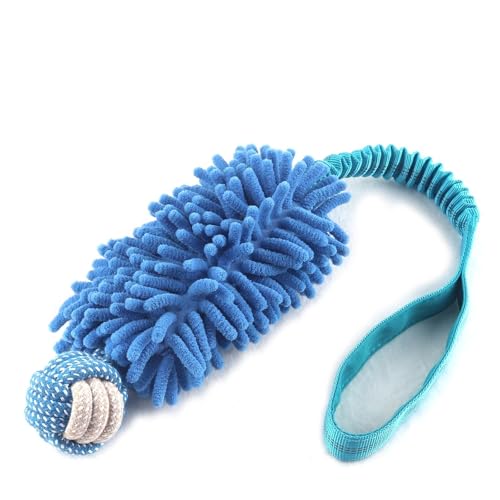 Puppy Toys Squeak Plush With Ropes Knots for Fun and Teeth Cleaning, Tug of War, Chew Toys for Training Small, Large Dogs (Blue, Dog Bite Ball Toy) - color: Blue, size: Dog Bite Ball Toy