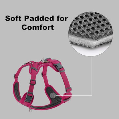 Plutus Pet No Pull Dog Harness, Release at Neck, Soft Padded, Reflective Adjustable Dog Vest Harness for Small, Medium, Large Dogs(Hot Pink, S) - color: Hot Pink, size: S