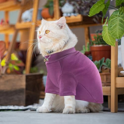 Idepet Sphynx Cats Sweater 2 Pack,Turtleneck Hairless Cat Shirt Soft and Warm Kitten Clothes with Sleeves Pullover Pet Winter Pajamas Jumpsuit for Cat Puppy (Black&Purple, Large) - color: Black&Purple, size: Large