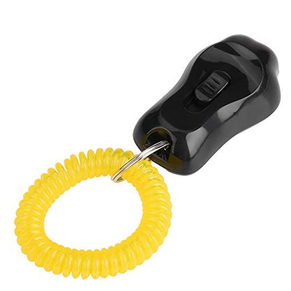 Adjustable 3 Gears Pet Dog Training Clicker Paw Shaped with Wrist Strap for Cats Birds(Black) - color: black