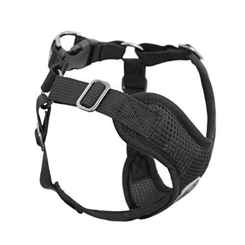 Gooby - Comfort X Step-in Harness, Choke Free Small Dog Harness with Micro Suede Trimming and Patented X Frame, Black, Medium - color: Black, size: Medium