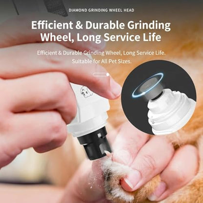 Silent Groom pro Nail Grinder, 2-Speed USB-C Rechargeable Dog Nail Trimmer with LED Light, Safe Painless Paw Grooming Tool for Small Medium Large Dogs Cats, with Replacement Heads