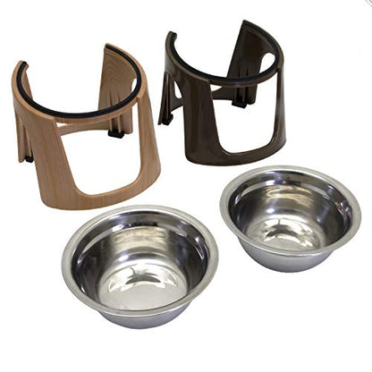 SportPet Food Bowls_Raised Stainless Steel Bowl_Gravity Feeder and Waterer,Brown