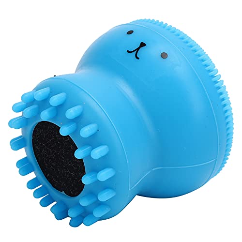 ZJchao Dog Bath Brush, Dog Scrubber For Bath Cat Massager Shower Scrubber with Shampoo Dispenser Cat Rubber Soft Foaming Bath Brush For Shedding, Bathing, Massaging, Grooming, 2.0x2.1in (Blue - color: Blue 【Bubble Brush】