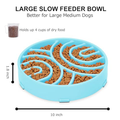 WHIPPY Slow Feeder Anti-Choking Maze Bowl - Anti-Slip Interactive Puzzle Feeder for Large Medium Dogs, Blue - color: blue