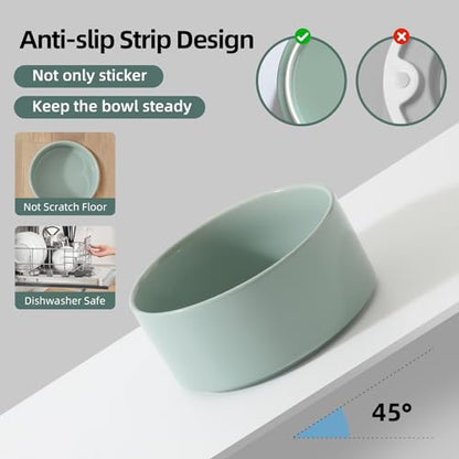 Havniva 6.1inch Ceramic Raised Dog Bowl with Stand, Double Dog Bowls Elevated for Small and Medium Breed Dog Food and Water Bowl Set Non-Slip Dog Dish Large Capacity Feeding Pet Water Bowl - color: 2 Bowls+Stand - Light Green, size: 6.1inch