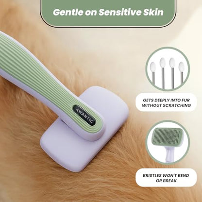 Self- Cleaning Slicker Brush for Dogs Suitable for Short & Long Haired Dogs and Effective Deshedding for Pet Grooming, Undercoat Removal, Tangle-Free Fur, Skin-Friendly Tool for Healthy Coat - size: Medium