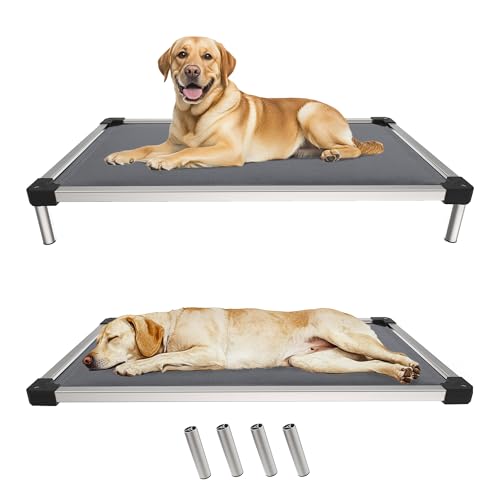 FXW TitanNest Chew-Proof Elevated Dog Bed, Raised Cot for Indoor/Outdoor/Camping Use, Durable & Washable Padded Pet Bed for Extra-Large Dogs, 56.0" L x 31.0" W x 7.3" H, Gray - color: Gray, size: X-Large Dog (56.0"L x 31.0"W x 7.3"H)