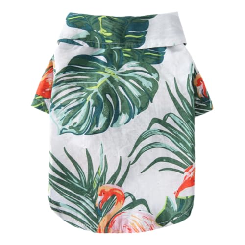 Tangpan Daisy Tropical Print Pet Dog Shirt Puppy Summer Hawaiian Beach Polo Shirts Clothes (Y White,XS) - color: Y White, size: X-Small