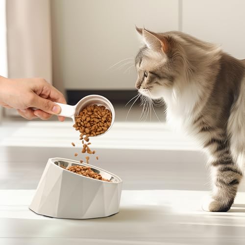 ComSaf Dog Food Scoop 1/2 Cup - MSBC Melamine Pet Food Scoop Measuring Cup for Dog Cat Ferret Rabbit Bird Food, Half Cup Scoop Food-Grade Pet Feed Scoops with Handle, Dishwasher Safe, White - color: White, size: 1/2 Cup