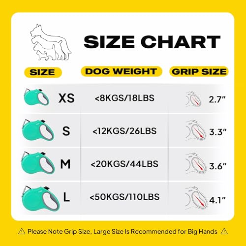 Fida Retractable Dog Leash, 16 ft Dog Walking Leash for Small Dogs up to 26 lbs, 360° Tangle Free, Teel - color: Teel, size: Small