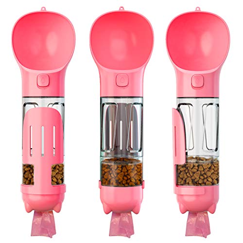 DoqiPaw Dog Travel Water Bottle Leak Proof No Spill Lead Leash Waterer Feeder Accessory Alternative to Dispenser Portable Pet Bowl Large Dogs(500ml) (Pink) - color: Pink