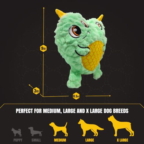 Bite Force - Large Durable & Strong Dog Toy Blue Two Headed Monster with Squeaker, Kevlar-Reinforced for Aggressive chewers. - color: Regular - Double Monster
