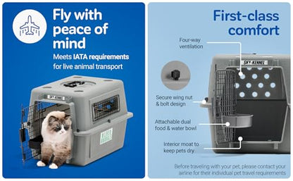 Petmate Sky Kennel - For Air and Travel, Airline Compliant Dog Crate for Pets 30-50 lbs, Heavy Duty Dog Kennel, Made in the USA- 32 Inches - size: 32 Inch