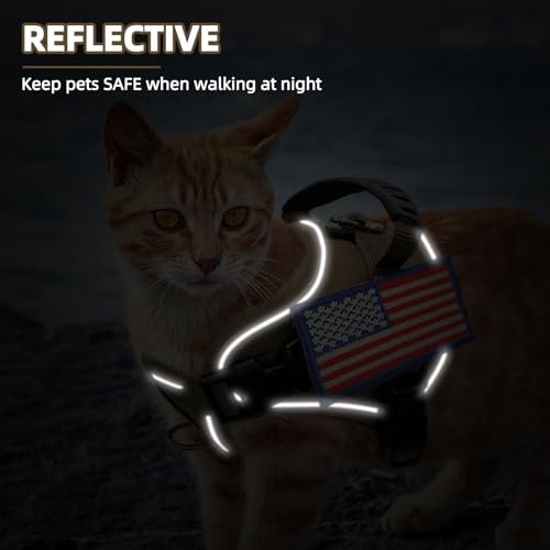 PUPTECK Tactical Cat Harness and Leash Set Escape Proof, Adjustable Reflective Kitten Jacket Easy Control, Pet Vest Harness for Cats Small Dogs Puppies Walking and Travel - color: Khaki, size: Small
