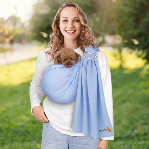 Dog Sling Carrier for Small Dogs,Carrying Wrap Anti-Anxiety Cat Sling,Adjustable Pet Sling (Light Blue) - color: light blue