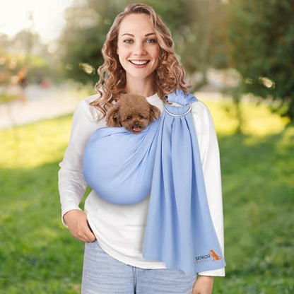 Dog Sling Carrier for Small Dogs,Carrying Wrap Anti-Anxiety Cat Sling,Adjustable Pet Sling (Light Blue) - color: light blue