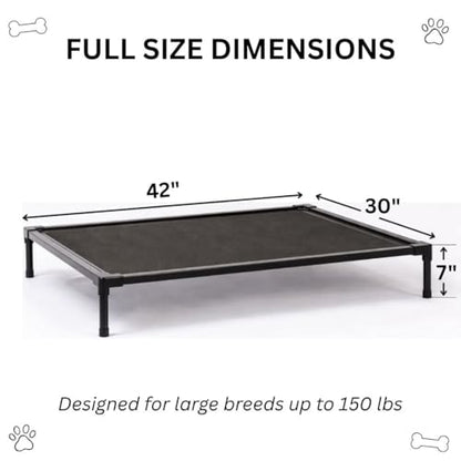 Elevated Dog Bed, Dog Cot for Medium Dogs, Aluminum Frame with Chew-Resistant PVC Fabric, Supports Up to 150 lbs, Indoor and Outdoor Use, Hardware Included, 42" x 30" x 7" - size: Medium