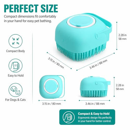 Soft Silicone Pet Bath Massage Brush for Dogs & Cats, Gentle Grooming Cleaning Tool for Puppy Kitten Washing, Blue - color: Blue