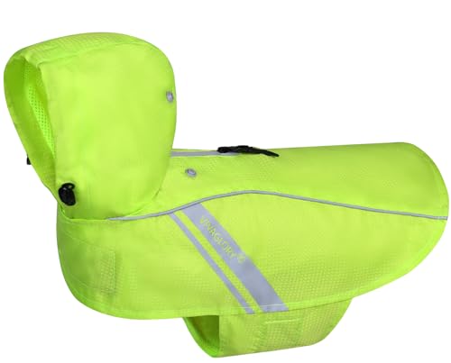 VIVAGLORY Dog Raincoat Wetoff Dog Rain Coat, S, Bright Yellow | Rain Jacket with Hood & Harness Hole, Waterproof & Lightweight for Puppy Doggy Pet - color: Bright Yellow, size: S (18"-22" chest girth)