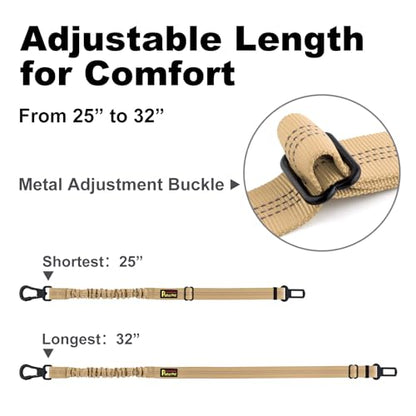 Plutus Pet Dog Seat Belt for Car, Adjustable Dog Car Harness with Carabiner Clip, Reflective Safety Dog Seatbelt Leash with Elastic Bungee, Beige - color: Beige