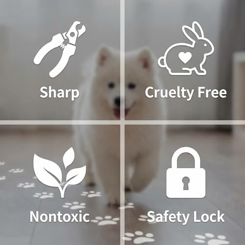 4 PCS Cat Dog Nail Clippers Trimmers Set, Professional Cats Dogs Pet Claw Clipper Sharpener and Hair Grooming Scissors Comb Tools for Small, Medium and Large Breeds, Cats, Rabbits, Guinea Pigs