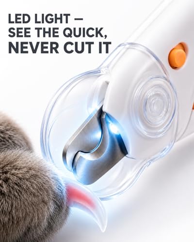 Cat Nail Clipper & Small Dog Nail Clippers with LED Light - Illuminates Nails & Bloodline for Safe, Easy Trimming - Extra Sharp, Avoid Over-Cutting - Essential Cat Supplies, White - color: White