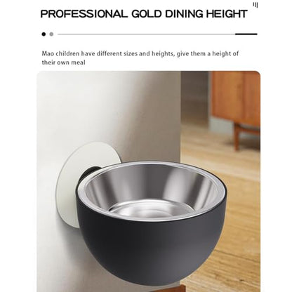 Elevated Cat Bowls - Elevated Pet Bowl Magnetic Dog Food Bowls, Cat Serve Ware | Black, White, Stainless Steel + PP Wall Mount Raised Puppy Food Bowl Dishwasher Safe for Pets Feeding - color: Black