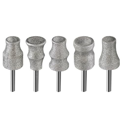 Diamond Dog Nail Grinder Bit (1/8" Shank) – 5 PCS Heavy Duty Professional Rotary Grinder Attachment for Dremel, Dual-Beveled & Cooling Design Head for Safe, Quick Pet Claw Shaping - size: 5pcs Mix