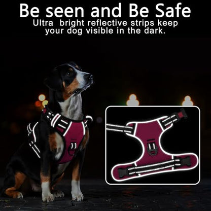 Timos No Pull Dog Harness, No Choke Front Lead Dog Reflective Harness, Adjustable Soft Padded Pet Vest with Easy Control Handle for Small Medium Large Dogs, S - color: Lock-Rosy, size: Small (Pack of 1)