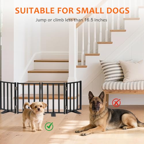 Snagle Paw Short Dog Gate,16.5" Tall Freestanding Metal Dog Gate Only for Small Dogs with Support Feet Easily Step Over,Up to 48" Wide Puppy Gate Indoor for Stairs,Doorways(Black,4 Panel) - size: Black-4 Panels 16.5"H*48"W