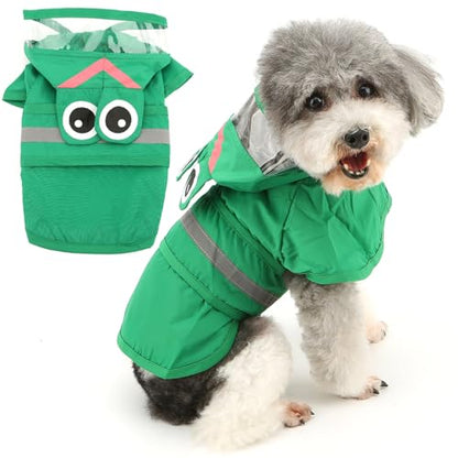 Zunea Waterproof Dog Raincoat with Hood for Small Dogs Reflective Puppy Rain Jacket Clothes with Leash Hole Funny Frog Pattern Pet Dog Poncho Slicker Costumes Chihuahua Doggie Rainwear Green XS - color: green, size: XS
