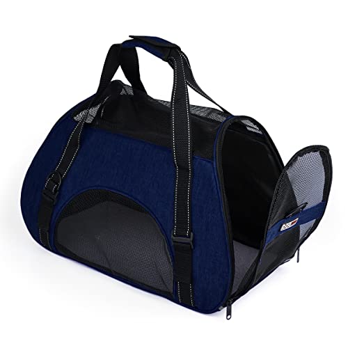 Dogline Carrier Bag Airline Approved Carrier for Dogs and Cats, Size M, Blue - color: Blue, size: H 13" x W 9" x L 21"