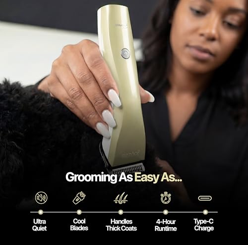 Hornet 5-in-1 Professional Pet Grooming Clipper for Dogs & Cats, Low Noise, Precision Trimmer for Trimming, Shaping & Styling - color: Grey