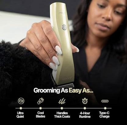 Hornet 5-in-1 Professional Pet Grooming Clipper for Dogs & Cats, Low Noise, Precision Trimmer for Trimming, Shaping & Styling - color: Grey