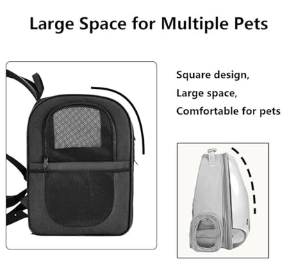 Dog & Cat Carrier Backpack for Large/Small Pets-Ventilated Safe Design with Padded Back Support,Portable and Foldable Pet Carrier Backpacks,Outdoor Travel Breathable Mesh Pet Backpack (Black)