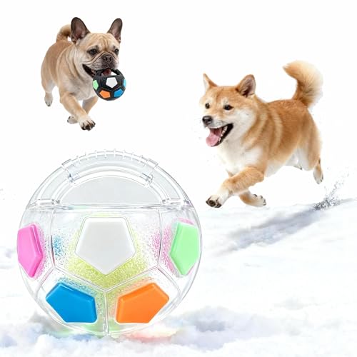 Dog Toy Ball TPR Interactive Football 5 Inch Durable Chew Resistant Fetch Toy Heavy Duty Rolling & Bouncing Play for Medium Large Dogs, Chew Toy for Dental Health & Energy Release (Transparent) - color: Transparent