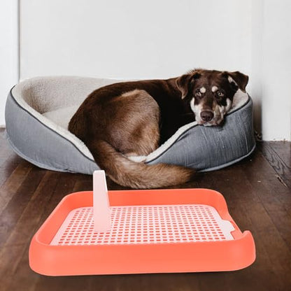 ULTECHNOVO Mesh Dog Toilet Tray Indoor Puppy Potty Trainer Anti-Slip Dog Pee Tray Lightweight Durable 6.9X5.5 Inch for Easy Cleaning and Training - color: Pink