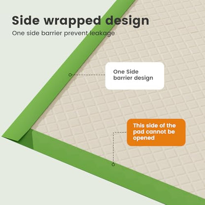 Gardner Pet Dog Pee Pads Extra Large 28"x34", XL Thicker ECO Green Disposable Puppy Training Pads Super Absorbent Full Edge-Wrapping Pad for Dogs, Puppies, Cats, Rabbits (100 Count) - size: 28"x34"-100 Count