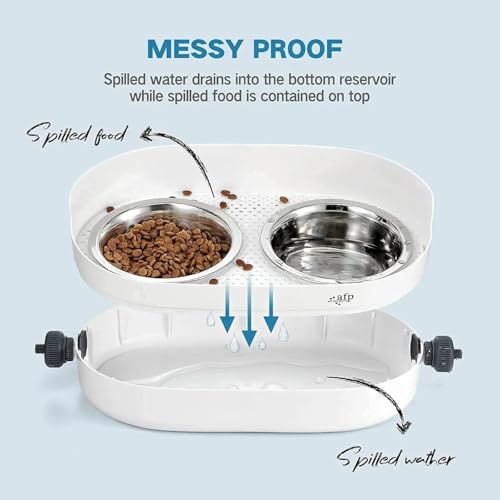 All for Paws Height Adjustable Cat Elevated Bowls Stainless Steel Dog Food Water Bowls, Height Adjustable Cat Feeder Mess Proof Pet Feeding Bowls for Small to Large Size Cats - size: Medium
