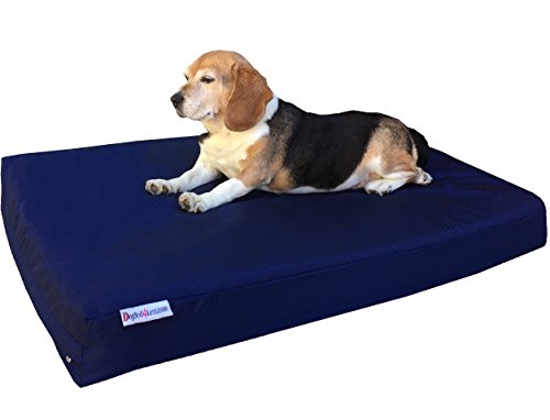 Dogbed4less Medium Orthopedic Dog Bed with Memory Foam for Pet, Waterproof Liner with Durable Nylon Blue External Cover, 35X20X4 Inches - color: Ballistic in Blue, size: Medium 35" Length X 20" Width