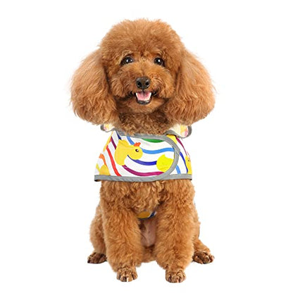 Dog Raincoat for Small Dogs Puppies Waterproof Jacket Hooded Rain Coats with Reflective Strips Leash Hole & Poncho Adjustable Fit (Rainbow,S) - color: Rainbow Ducks, size: Small