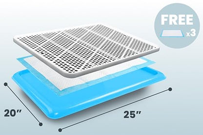Pet Awesome Dog Potty Tray/Puppy Pee Pad Holder 25”x20” Indoor Wee Training for Small and Medium Dogs - color: Blue