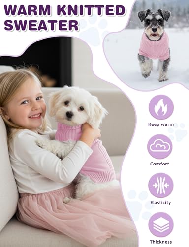 Dog Sweaters for Small Medium Large Dog, Classic Turtleneck Pet Clothes Warm Thermal Doggy Winter Coat, Thick Double Knitting Collar Pullover Cold Weather Puppy Jacket for Indoor & Outdoor Wear
