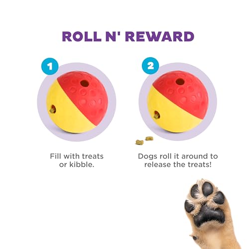 Outward Hound by Nina Ottosson Treat Tumble – Interactive Food-Dispensing Dog Puzzle Ball, Level 1 Beginner, Large, 5.8" - color: Treat Tumble (Large Red)