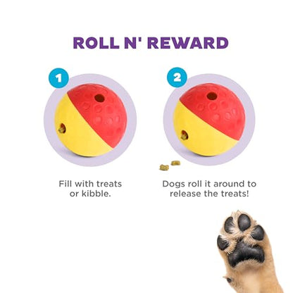 Outward Hound by Nina Ottosson Treat Tumble – Interactive Food-Dispensing Dog Puzzle Ball, Level 1 Beginner, Large, 5.8" - color: Treat Tumble (Large Red)