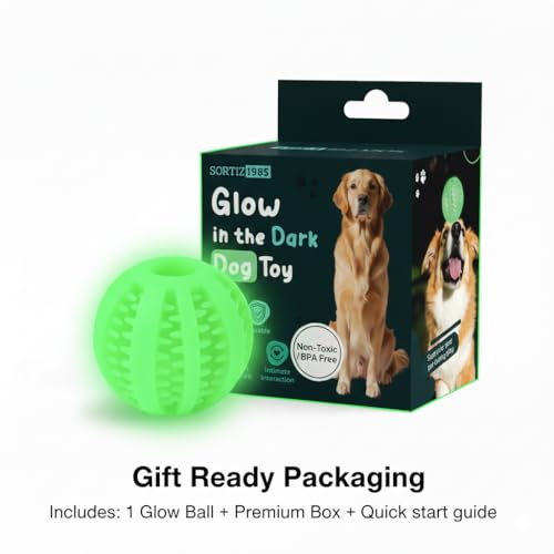 Treat Ball for Dogs, Glowing Dog Ball Toy, Interactive Treat Dispensing Dog Toys for Chewers,dog fetch ball, Glow in The Dark Light Up Ball for Dog, Slow Feeder IQ Training Toy, dog treat toy