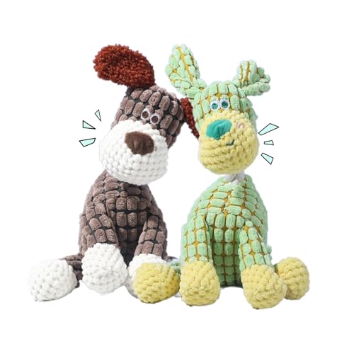 2025 New Dog Toys, Indestructible Plush Dog Toy, Dogs Toys for Aggressive Chewers, Dogs Squeaky Chew Toy for Indoor Pups Teething (Brown+Green) - color: Brown+Green