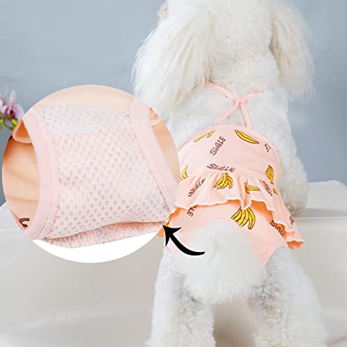 2 Pieces Dog Diaper with Suspender Washable Sanitary Pantie Reusable Puppy Sanitary Pants Cute Pet Underwear Diapers Jumpsuits for Small Female Dogs Girl in Heat Period (S) - size: S(3-4LB)