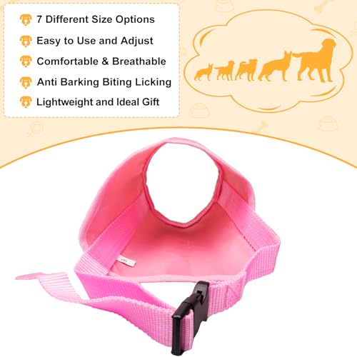 Coppthinktu Dog Muzzle Suit - 7PCS Adjustable Muzzles for Small, Medium & Large Dogs - Soft, Comfortable Mouth Cover for Long Snout - color: AB-Pink